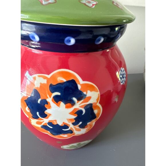 Dutch Wax canister multicolored ceramic with top large Sz 10” tall - Picture 3 of 6
